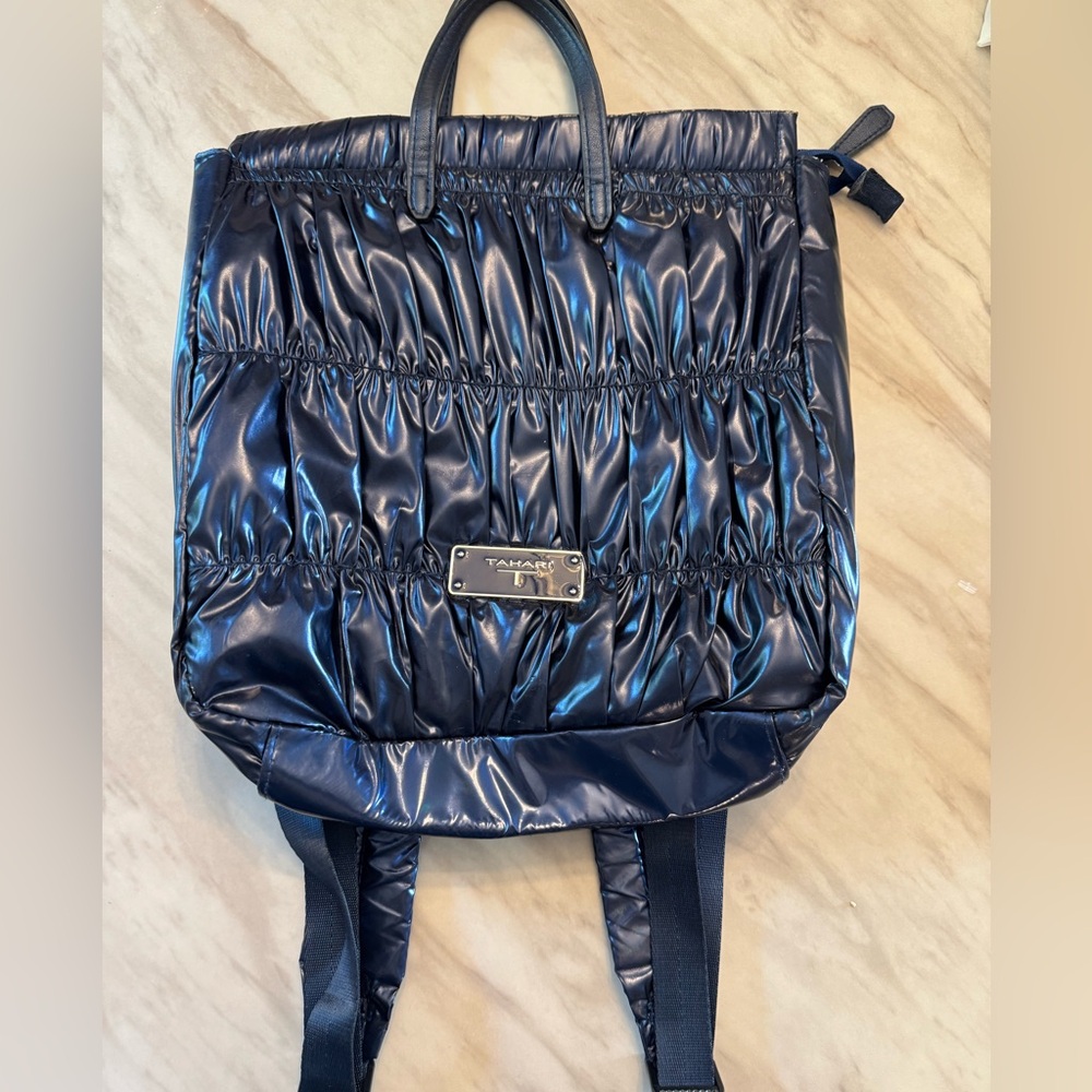 New without Tags Tahari Metallic Backpack Purse “GiGi” Echo Friendly